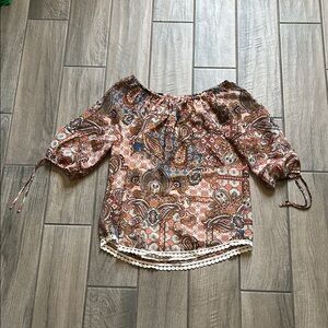 Westport Gold and Brown Puff Sleeve Blouse